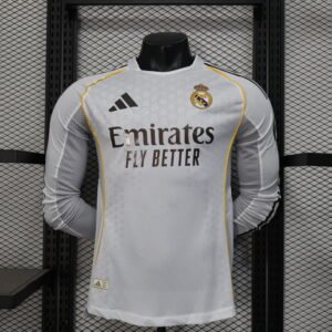 2025/2026 Long Sleeve Real Madrid Home Football Shirt 1:1 Thai Quality