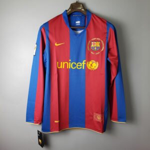 2007/2008 Retro Long Sleeve Barcelona Home Football Shirt 1:1 Thai Quality