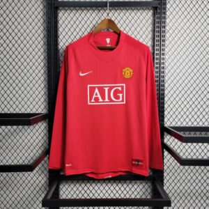 2007/2008 Retro Long Sleeve Manchester United Home Football Shirt 1:1 Thai Quality